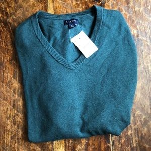 XS J Crew V-neck sweater dark green